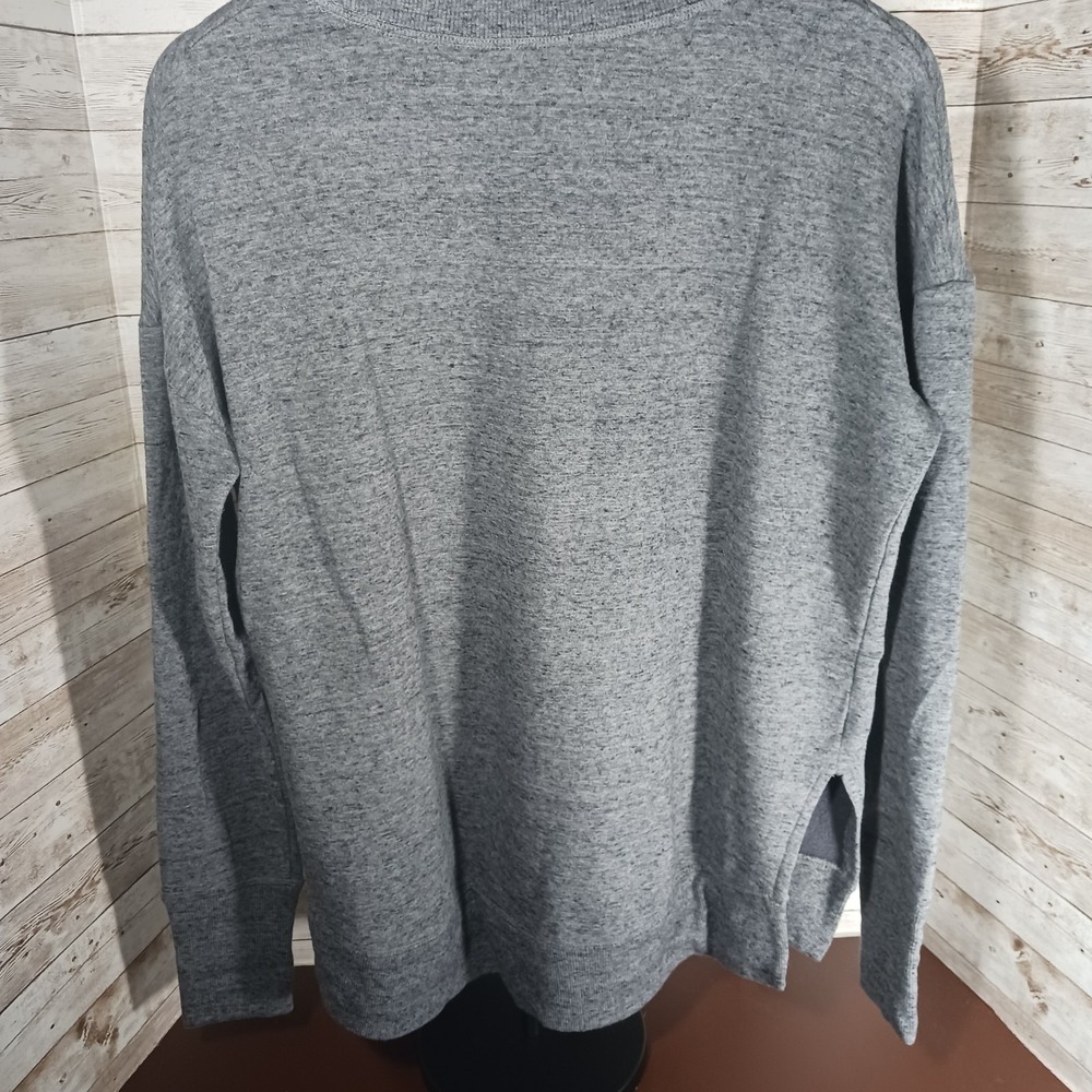Athleta Sweater Women's Medium Gray Long Sleeve Ribbed Cuff High Low Round Neck - Picture 5 of 9